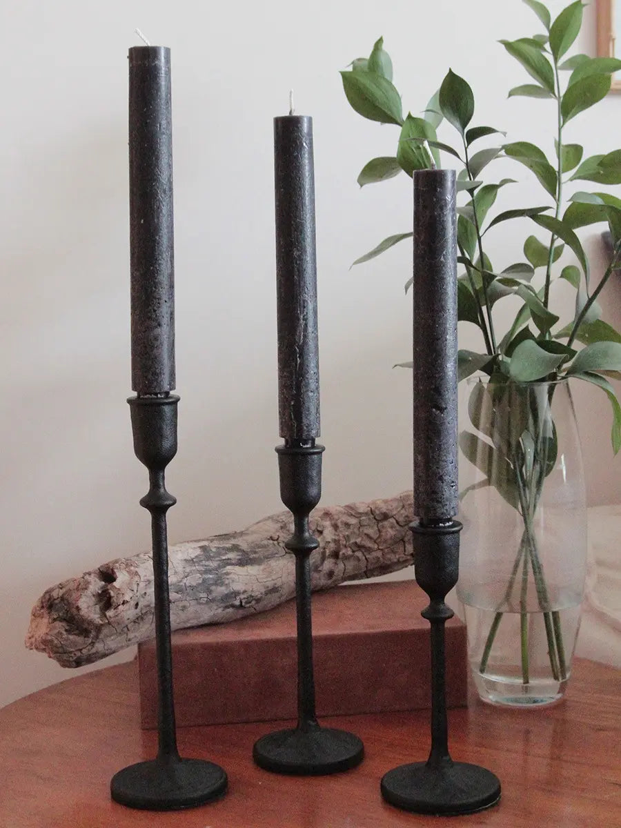 Set 3 Candelabros Negros Hierro